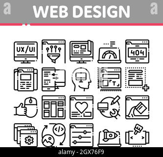 Web Design Development Collection Icons Set Vector Stock Vector
