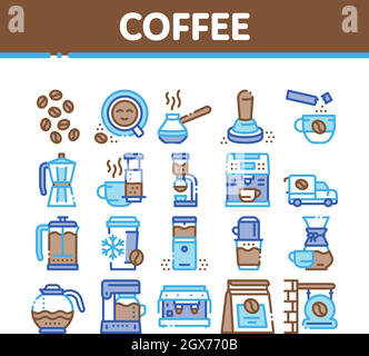 Coffee Energy Drink Collection Icons Set Vector Stock Vector