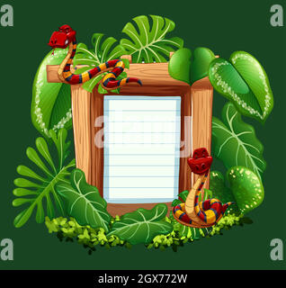 Wooden board template with nature leaves illustration Stock Vector ...