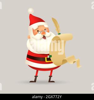 Cute Santa Claus with checking list - vector illustration isolated Stock Vector