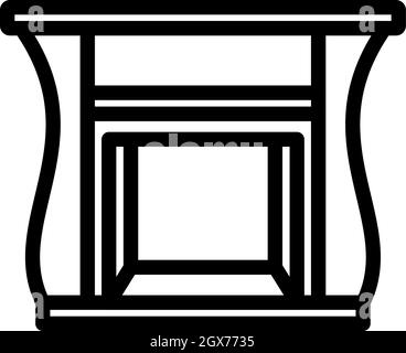 Fireplace With Doors Icon Stock Vector