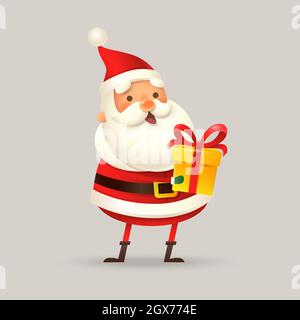 Cute and happy Santa Claus with gifts - vector illustration isolated Stock Vector