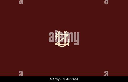letters uz logo design with negative space effect for illustration use Stock Vector