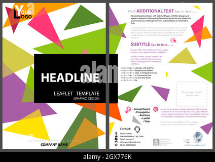 Leaflet Template with Colorful Triangles Stock Vector