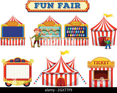 Set of Fun fair and Carnival theme banners. Vector illustration. Flat ...