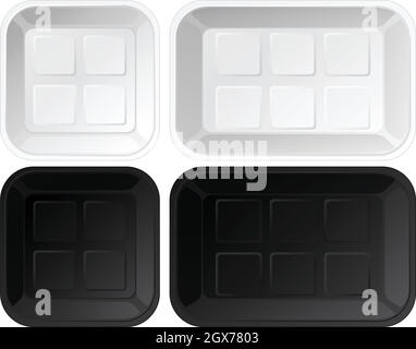 Set of empty plastic trays Stock Vector