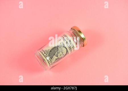 Concept of value and savings of US dollars Stock Photo