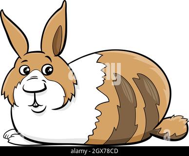 Cartoon illustration of funny lying dwarf rabbit comic animal character Stock Vector