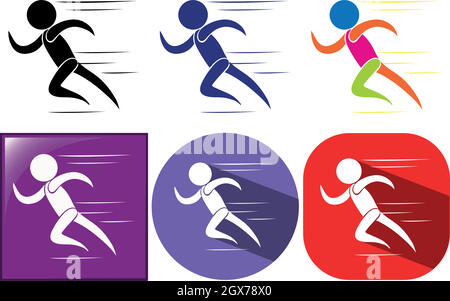 Runner icon. Run logo in flat and linear style. Runner symbol. Sport ...