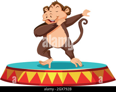 Monkey dancing on the stage Stock Vector