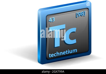 Technetium chemical element. Chemical symbol with atomic number and atomic mass. Stock Vector