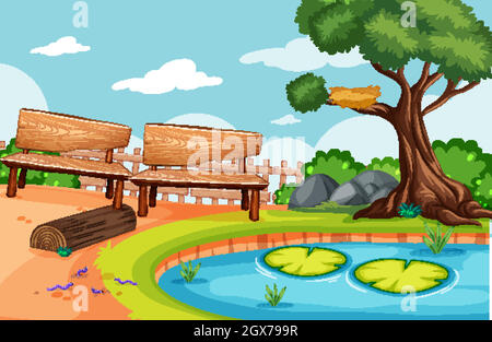 Nature park picnic empty scene Stock Vector