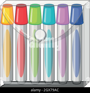 Color markers in plastic bag Stock Vector