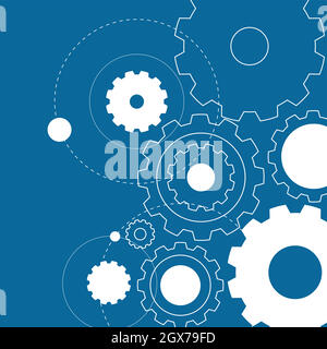 Background template with white gears on blue illustration Stock Vector ...