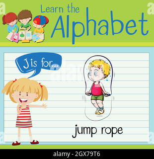 Flashcard letter J is for jump rope Stock Vector