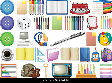Large set of sationary Stock Vector