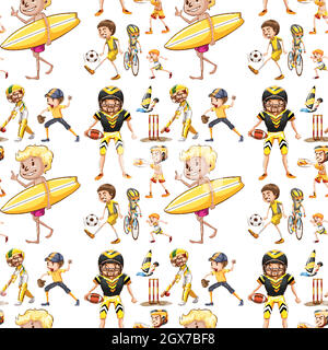 Seamless background with many sports Stock Vector