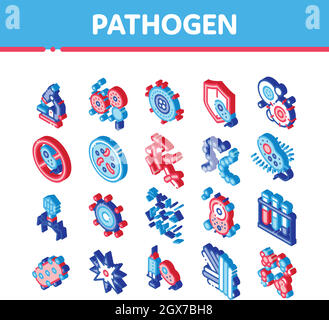 Pathogen Isometric Vector Sign Icons Set Stock Vector
