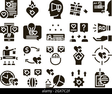 Ambassador Creative Glyph Set Vector Stock Vector