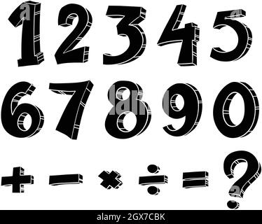 Numeric figures and mathematical operations Stock Vector