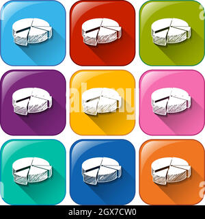 Buttons with graphs Stock Vector