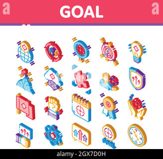 Goal Target Purpose Isometric Icons Set Vector Stock Vector