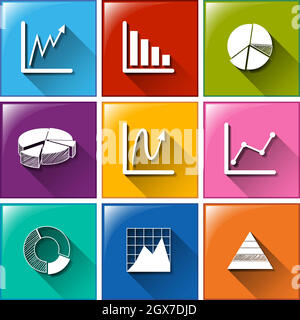 Buttons with graphs Stock Vector