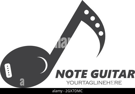 guitar note music concept  icon logo vector illustration design Stock Vector