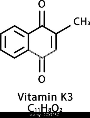 Vitamin K3 Menadione molecular structure. Vitamin K3 Menadione skeletal chemical formula. Chemical molecular formulas Stock Vector