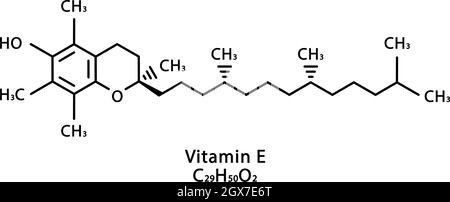 Vitamin E Tocotrienol molecular structure. Vitamin E Tocotrienol skeletal chemical formula. Chemical molecular formulas Stock Vector