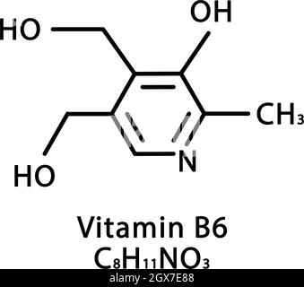 Skeletal Formula Of Pyridoxine. Vitamin B Chemical Molecule Stock ...