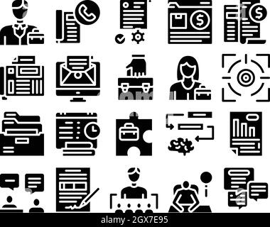 Administrator Business Glyph Set Vector Illustration Stock Vector