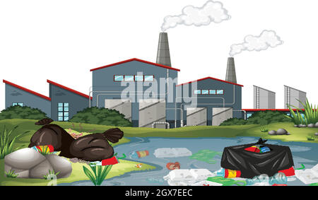 Polluted park scene with factory illustration Stock Vector Image & Art ...