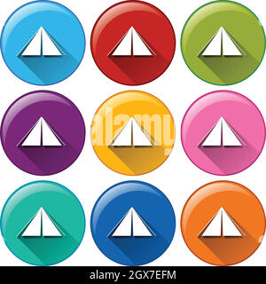 Round icons with camping tents Stock Vector