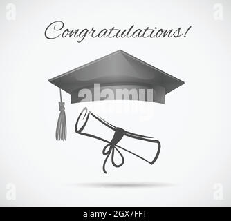 Congratulations card template with graduation cap Stock Vector