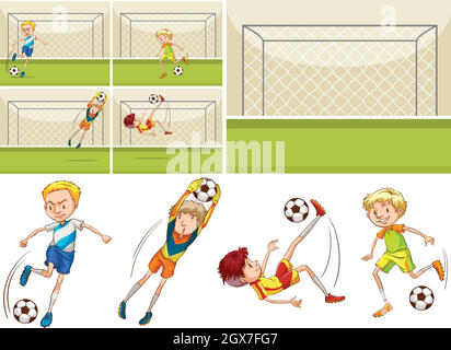 The people playing football in the field stadium. Soccer man players vector  illustration Stock Vector Image & Art - Alamy