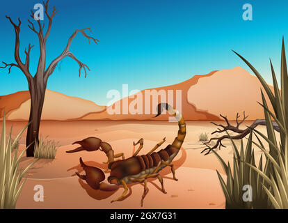 A desert with a scorpion Stock Vector