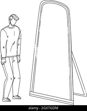 Man Seeing Himself In Mirror As Super Hero Vector Stock Vector