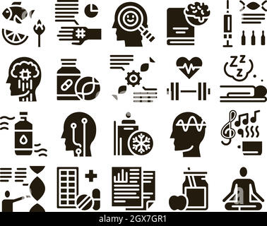 Biohacking Collection Elements Icons Set Vector Stock Vector