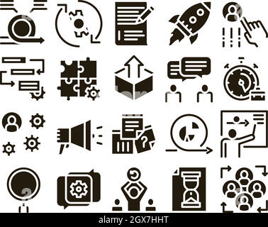 Scrum Agile Collection Elements Vector Icons Set Stock Vector