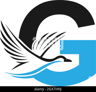 Letter G with duck icon logo design illustration Stock Vector
