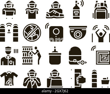 Shoplifting Collection Elements Icons Set Vector Stock Vector