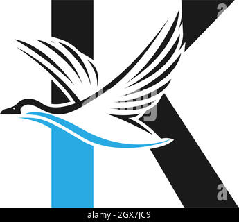 Letter K with duck icon logo design illustration Stock Vector