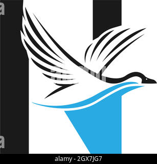 Letter N with duck icon logo design illustration Stock Vector