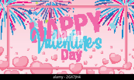 Valentine theme with hearts and fireworks Stock Vector