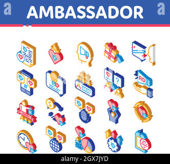 Ambassador Creative Isometric Icons Set Vector Stock Vector