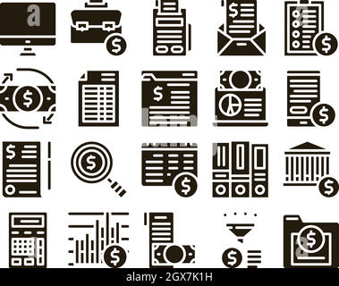 Financial Accounting Collection Vector Icons Set Stock Vector