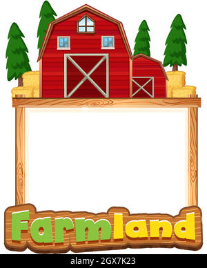 Border template design with red barn and cow Stock Vector Image & Art ...