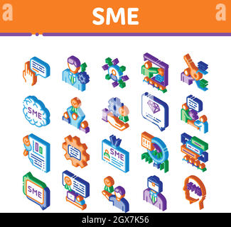 Sme Business Company Isometric Icons Set Vector Stock Vector