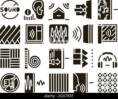 Soundproofing Building Material Icons Set Vector Stock Vector